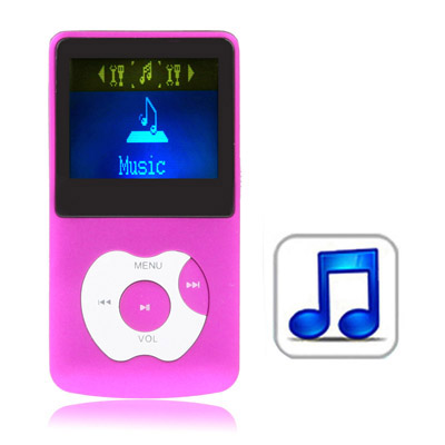 2GB MP3 Player with LCD Screen, Speaker (Magenta) - Click Image to Close